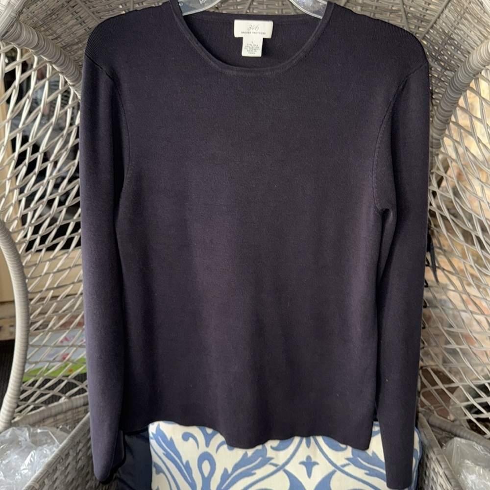 Brooks Brothers Black Silk Blend Crewneck Sweater Timeless Preppy Classic Sz LRG - Picture 9 of 12